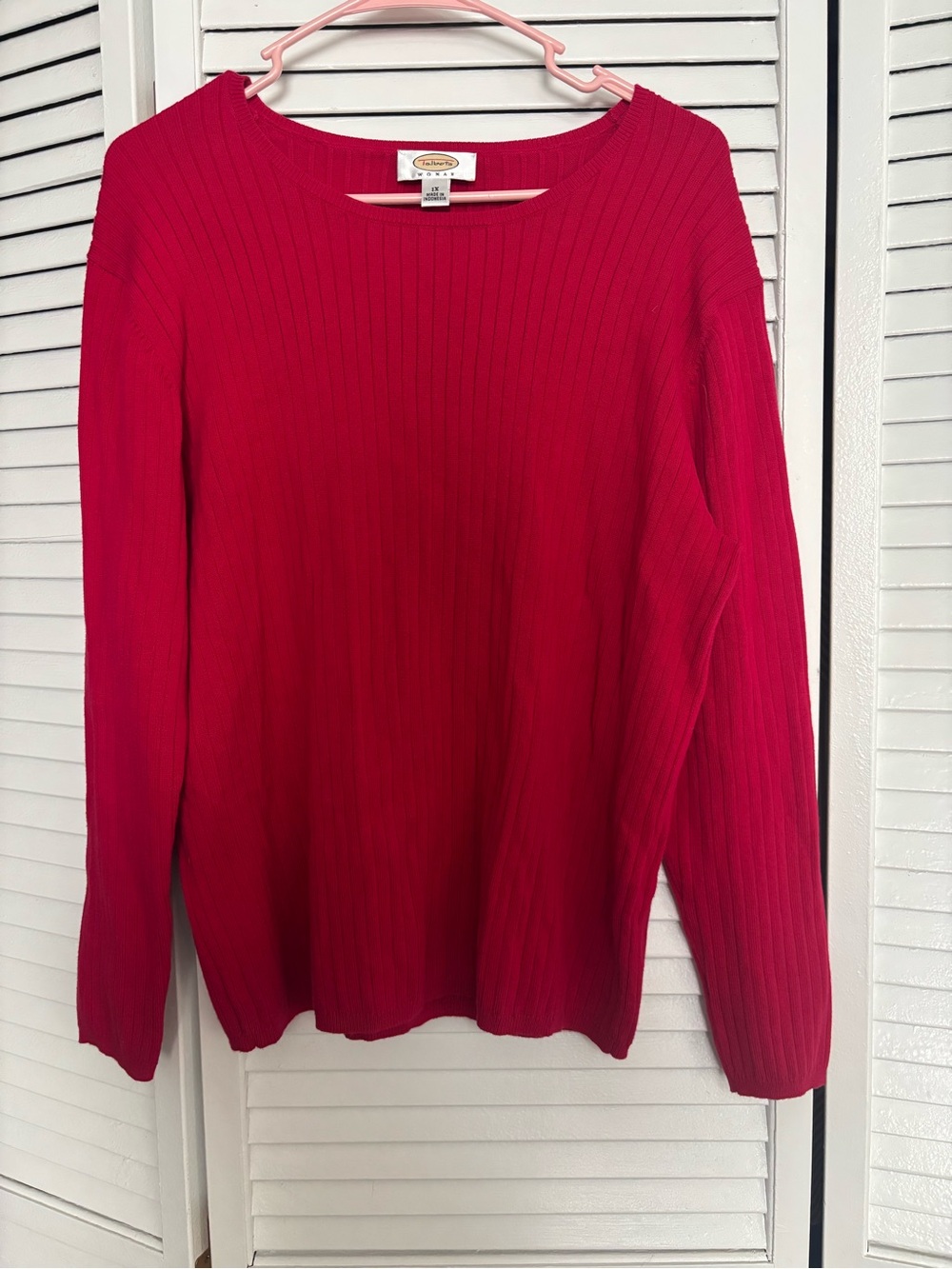 Talbots Women's Crewneck Ribbed Sweater - red